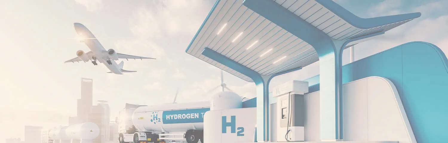 aeroplane and a hydrogen fuel station
