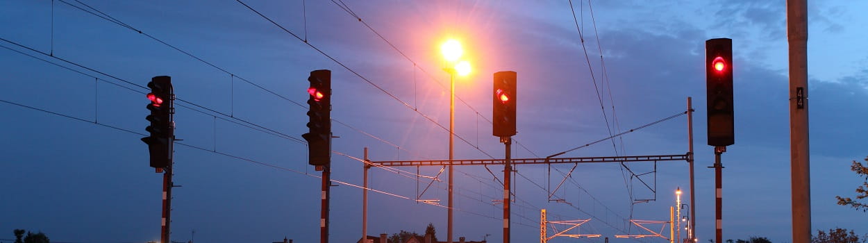 Railway Signals in the evening