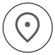 Gray location pin icon, typically representing a map marker or location symbol.