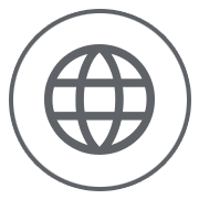 Gray globe icon with grid lines, representing different nationalities.