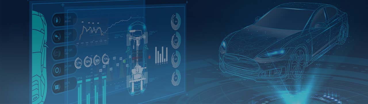 Futuristic image of a digitised vehicle monitoring software