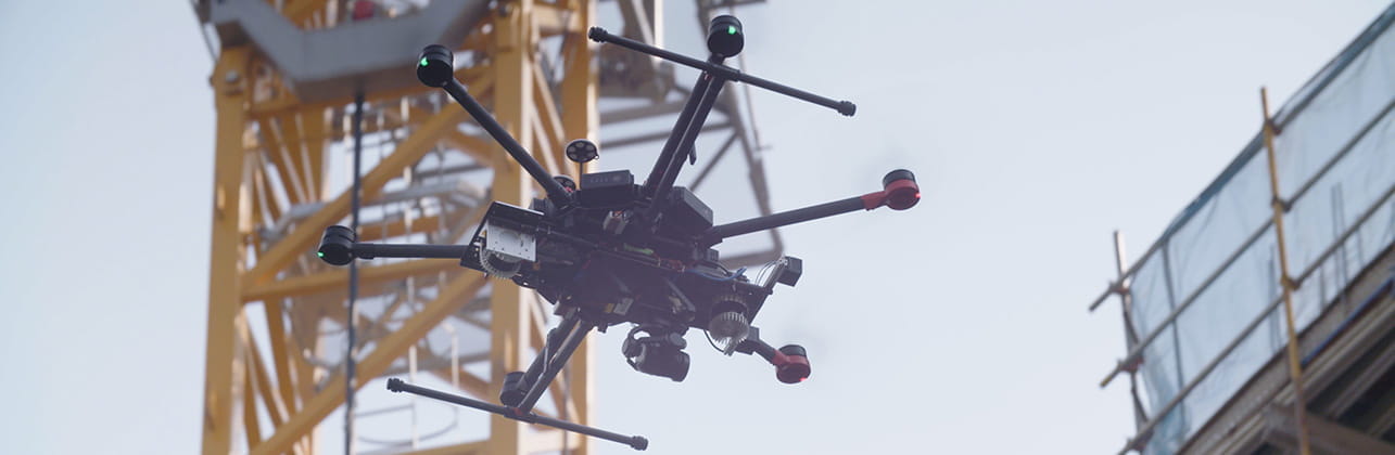 close up photo of drone during smart facade inspection