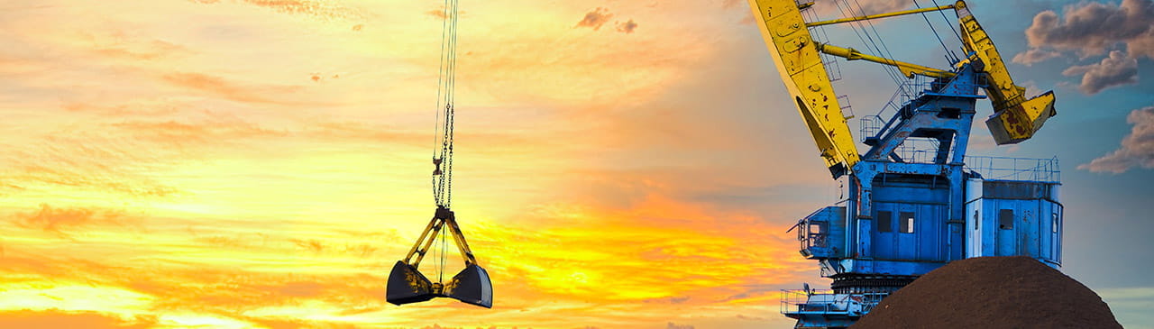 cranes load bulk materials in the seaport