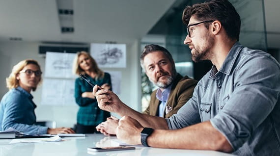 meeting situaion, people talking, audit