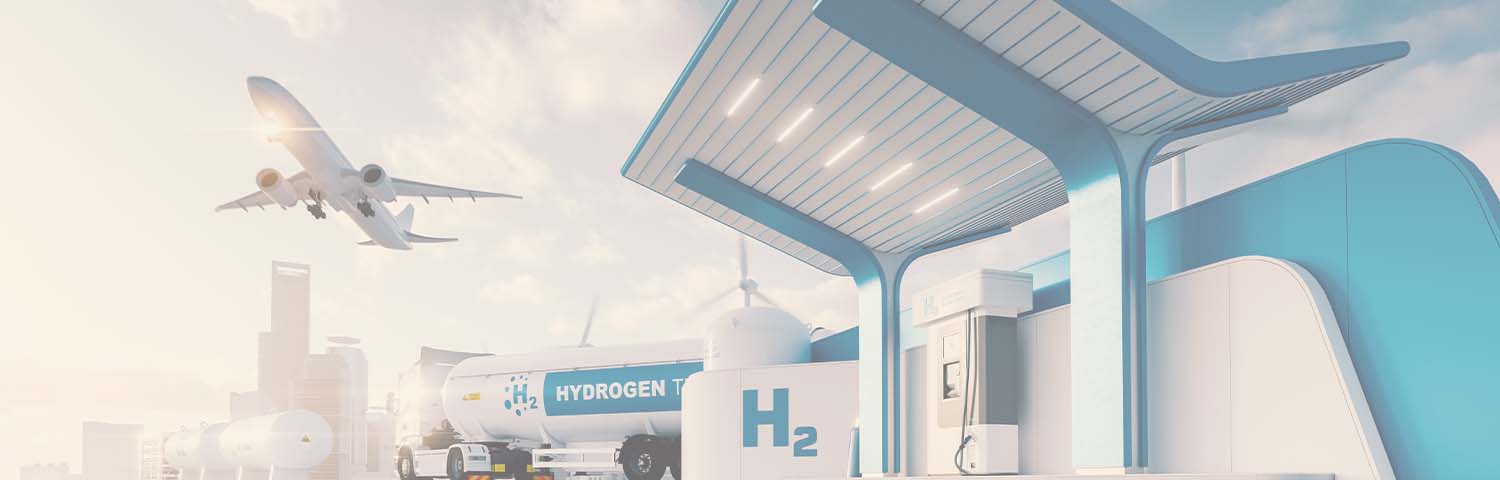aeroplane and a hydrogen fuel station