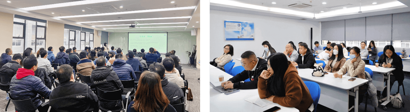 深圳站研讨会现场（左）及广州站研讨会现场（右）