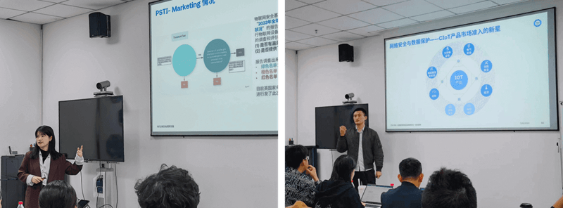 TÜV南德邓映路女士(左)和杨程先生(右)为到场嘉宾进行现场分享