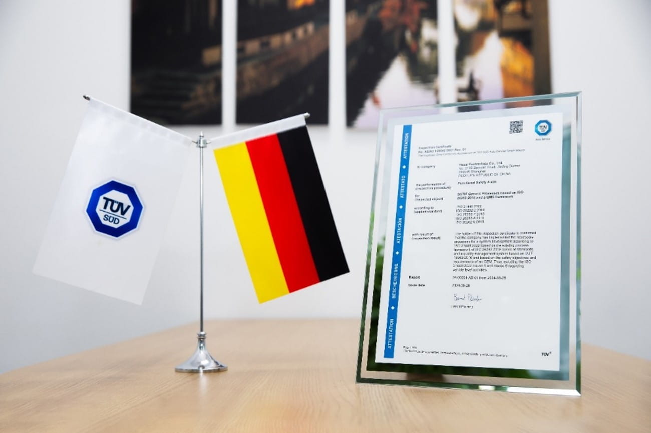 禾赛科技获颁TÜV南德ISO 21448预期功能安全流程认证证书